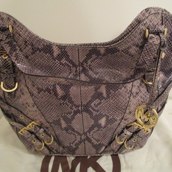 Michael Kors Milo Dark Sand Python Embossed Tote - Picture 3 of 8